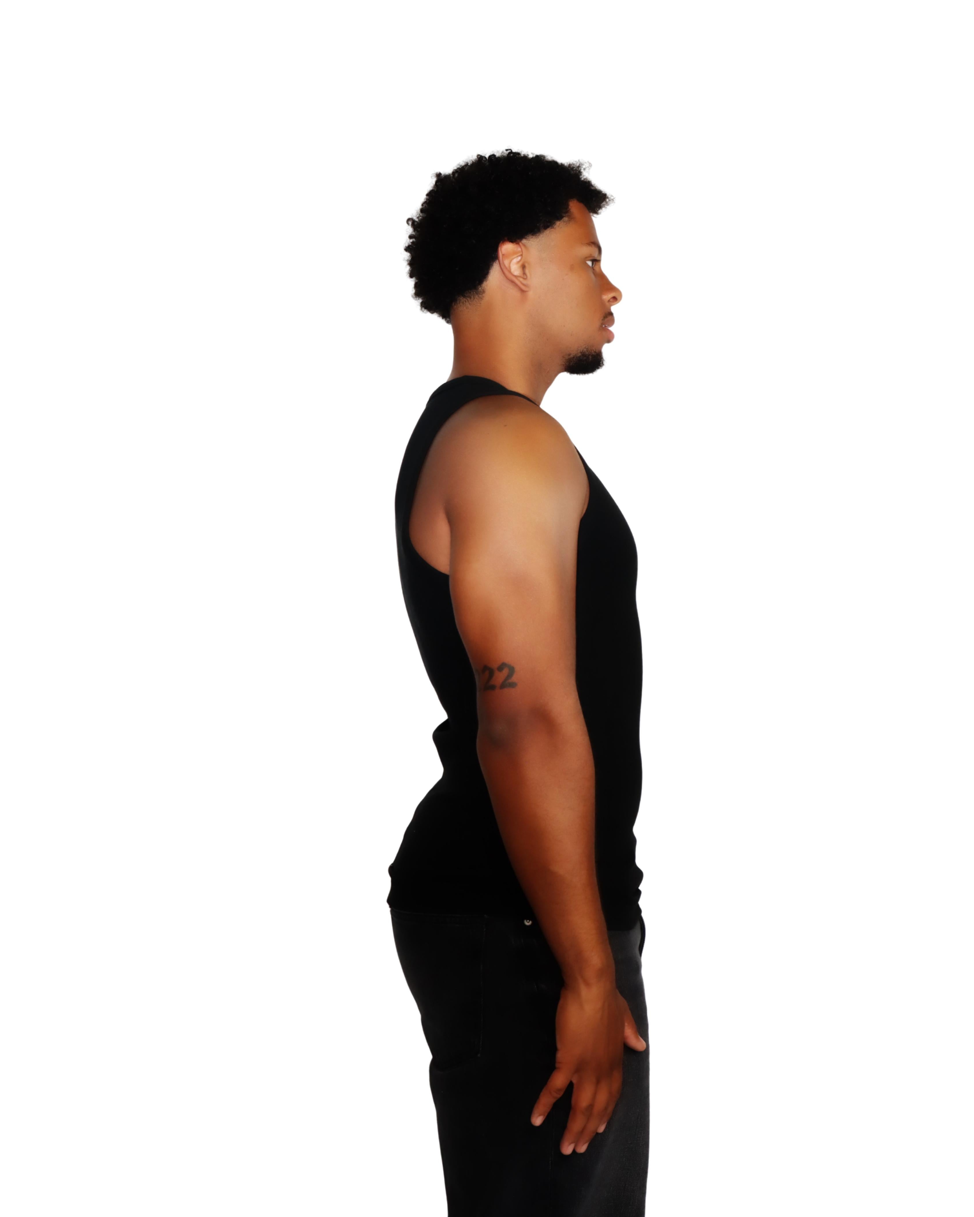 SLIMFIT WOVEN TANKTOP Zwart