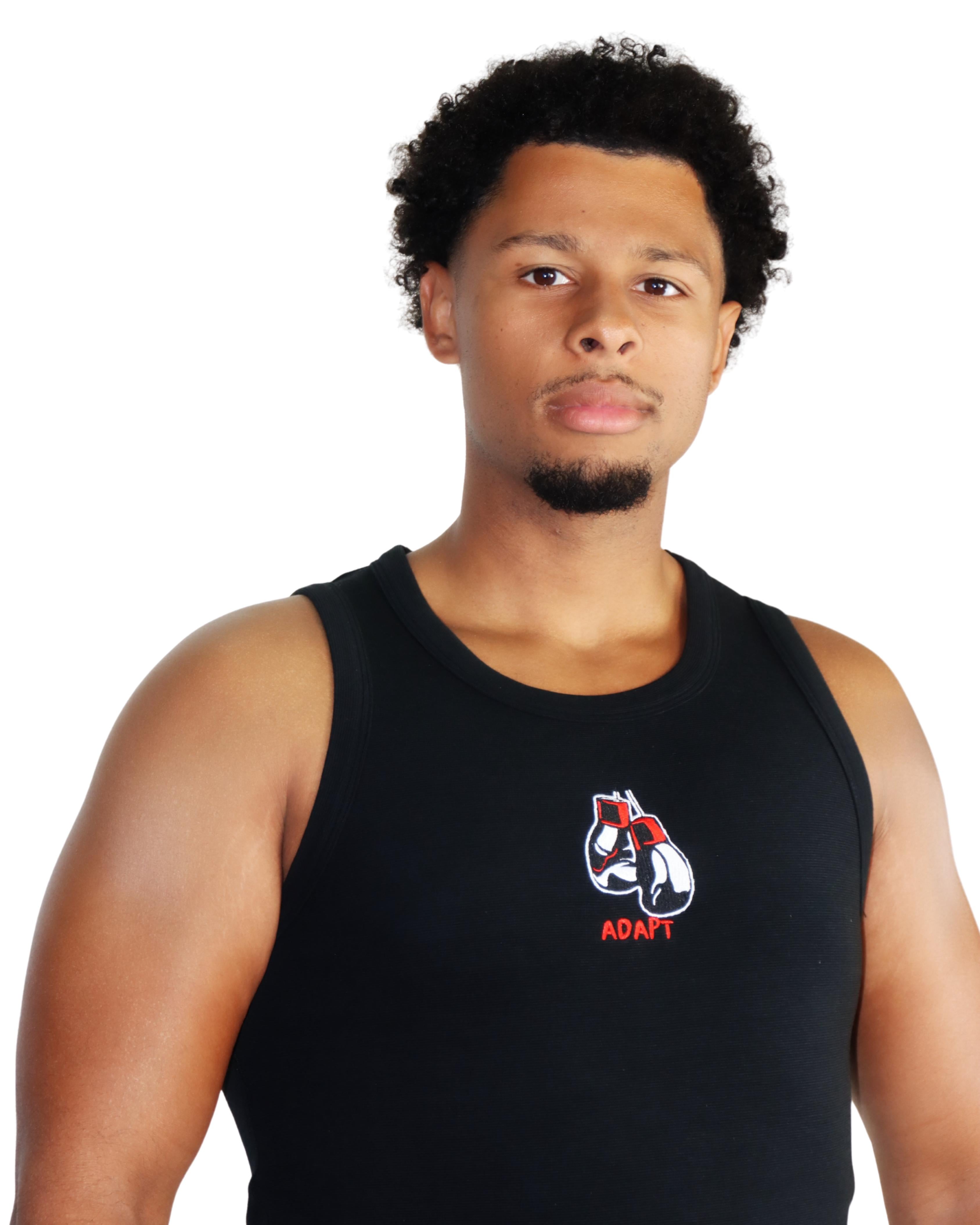 SLIMFIT WOVEN TANKTOP Zwart