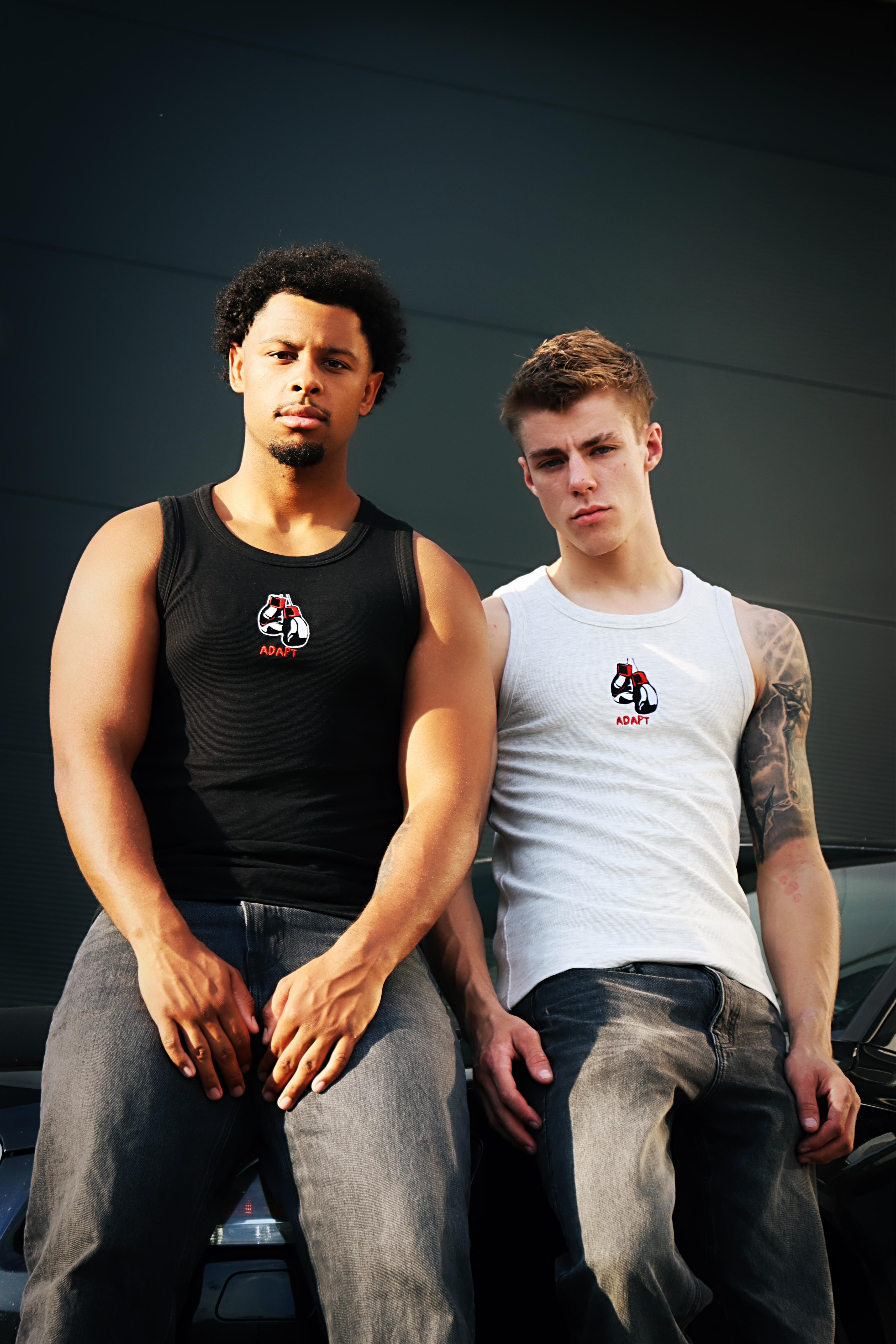 SLIMFIT WOVEN TANKTOP Zwart