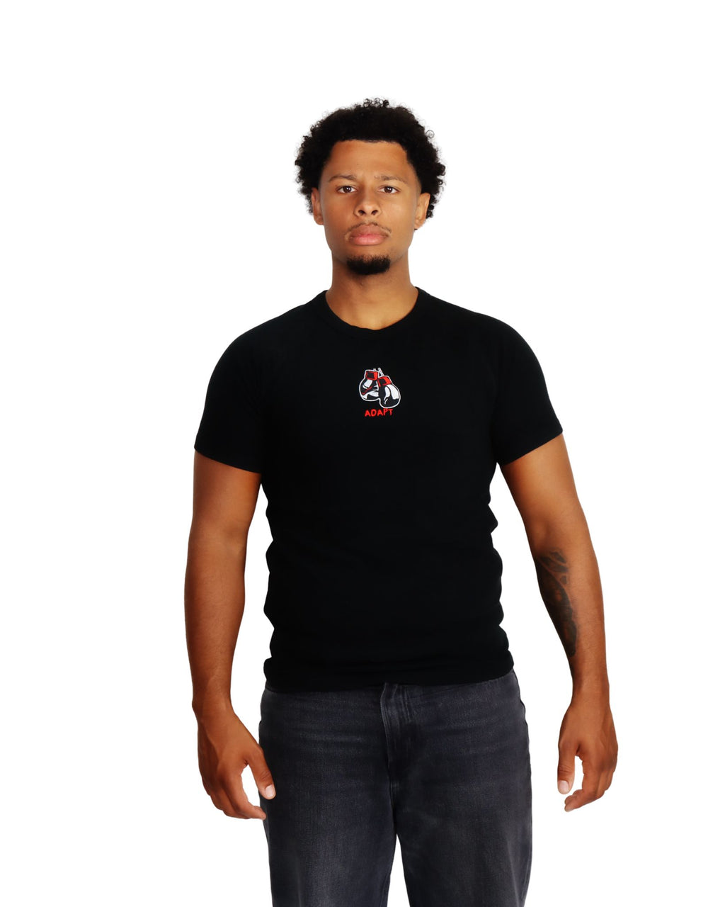 SLIMFIT WOVEN T-SHIRT Zwart
