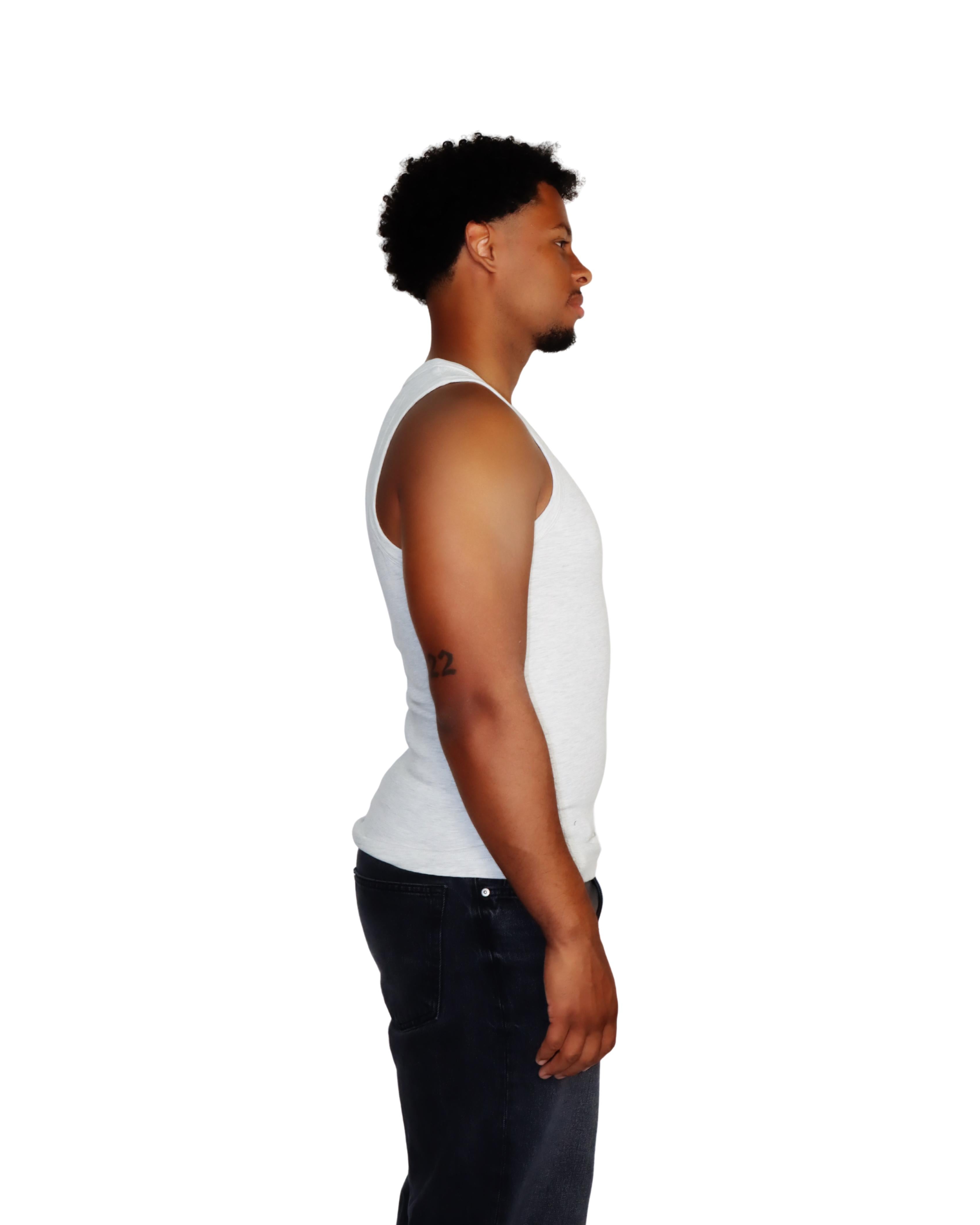 SLIMFIT WOVEN TANKTOP Lichtgrijs