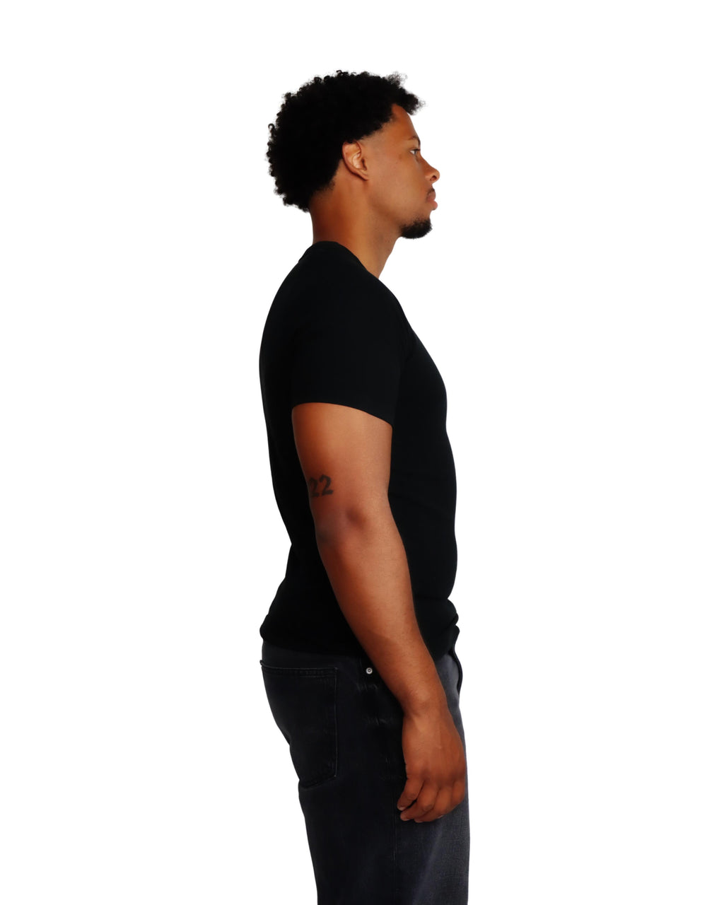 SLIMFIT WOVEN T-SHIRT Zwart