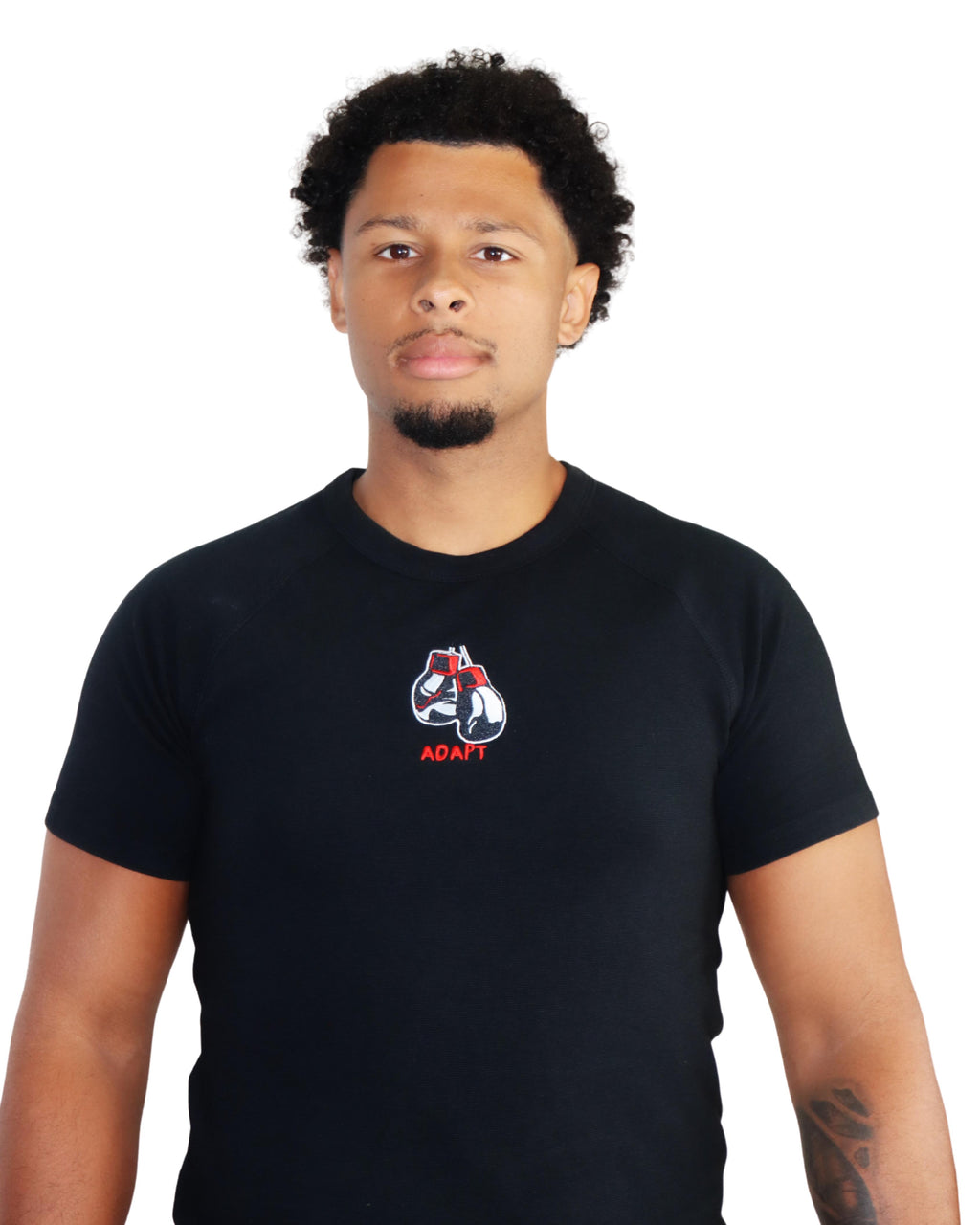 SLIMFIT WOVEN T-SHIRT Zwart